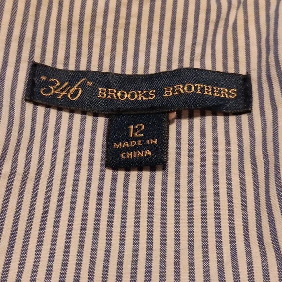 Brooks Brothers women's blazer size 12 textured navy blue/striped trim - Picture 3 of 7